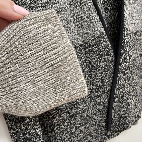 NWOT Eileen Fisher Wool Organic Linen Open Cardigan Sweater Colorblock Gray - Picture 2 of 16